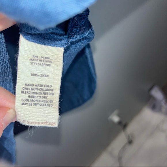 Soft Surroundings 100% Linen Blue Bell Sleeve Tunic Dress - Size Small - Picture 7 of 9